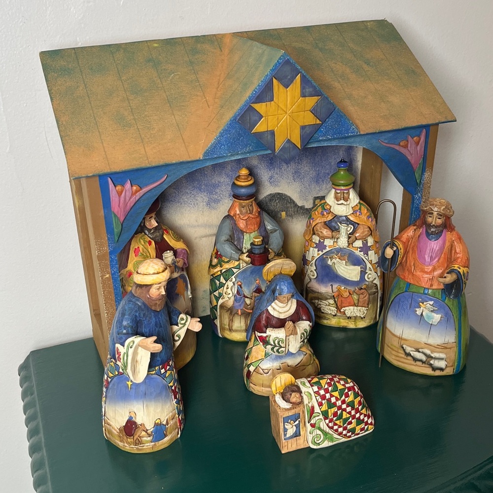 Jim Shore Joy to the World Vintage 2003 Set of 8 Folk Art Nativity Scene Set - Picture 13 of 13
